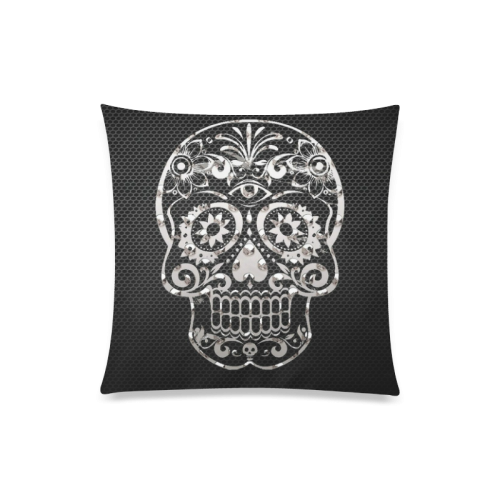 Skull, black silver metal Custom Zippered Pillow Case 20"x20"(One Side)