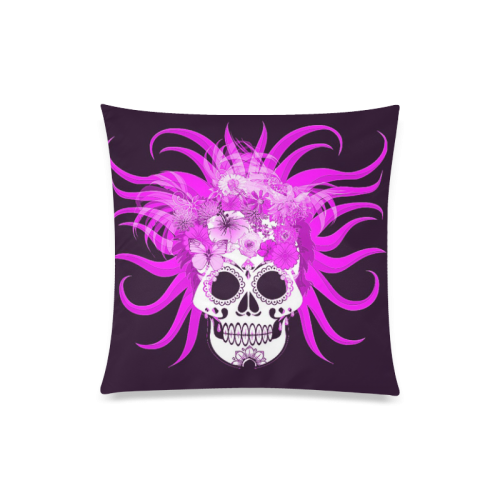 hippie skull,pink Custom Zippered Pillow Case 20"x20"(One Side)