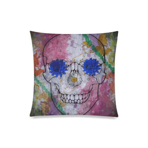flower power skull Custom Zippered Pillow Case 20"x20"(One Side)