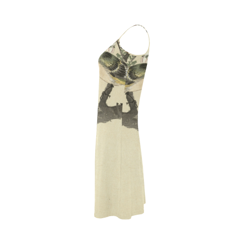 Oriental birds on blossom branch Alcestis Slip Dress (Model D05)