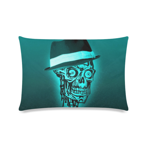 elegant skull with hat,mint Custom Zippered Pillow Case 16"x24"(Twin Sides)