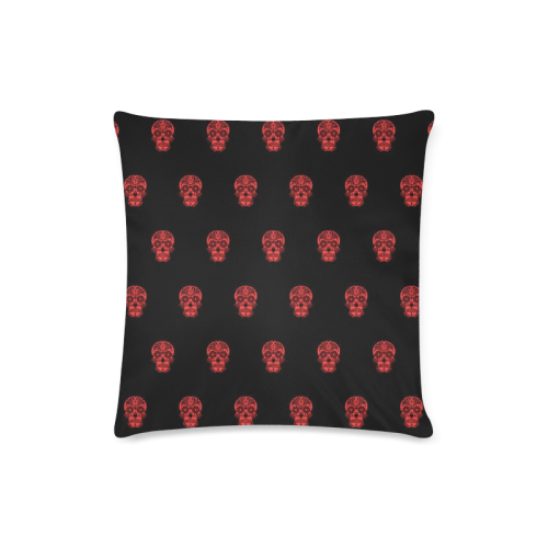 skull pattern red Custom Zippered Pillow Case 16"x16"(Twin Sides)