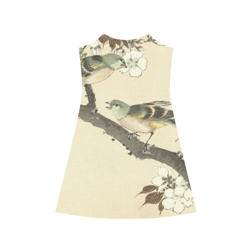 Oriental birds on blossom branch Alcestis Slip Dress (Model D05)