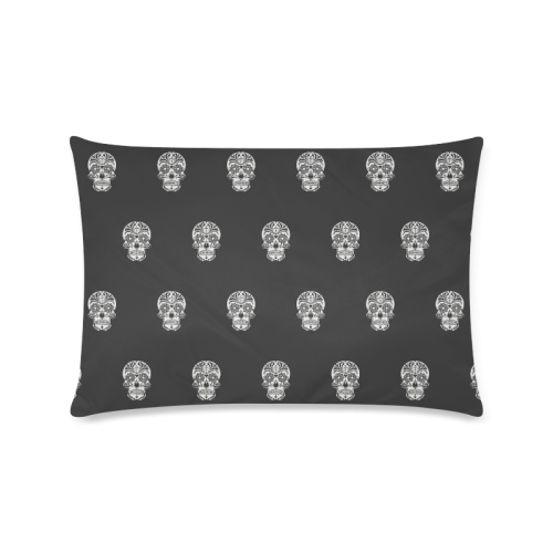 skull pattern bw Custom Zippered Pillow Case 16"x24"(Twin Sides)