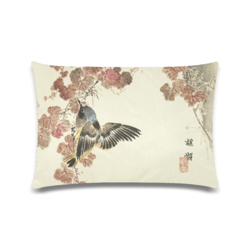 Flying birds, japanese woodcut print, Custom Zippered Pillow Case 16"x24"(Twin Sides)
