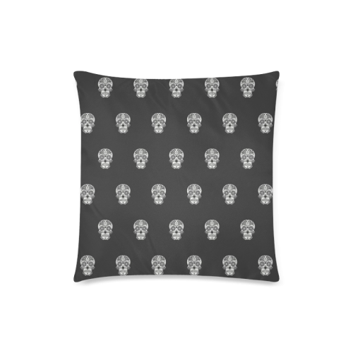 skull pattern bw Custom Zippered Pillow Case 18"x18"(Twin Sides)