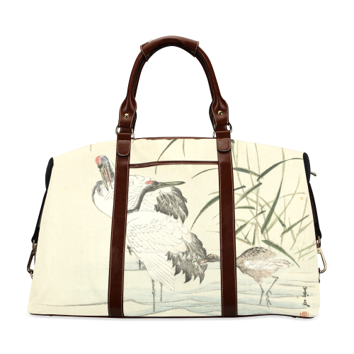 Crane Birds, Japanese Woodcut Matsumura Keiburn, Classic Travel Bag (Model 1643)