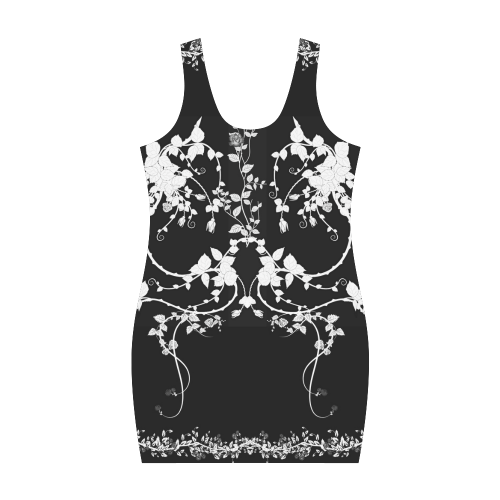 Roses in black and white Medea Vest Dress (Model D06)