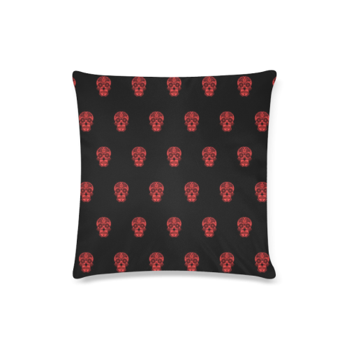 skull pattern red Custom Zippered Pillow Case 16"x16"(Twin Sides)