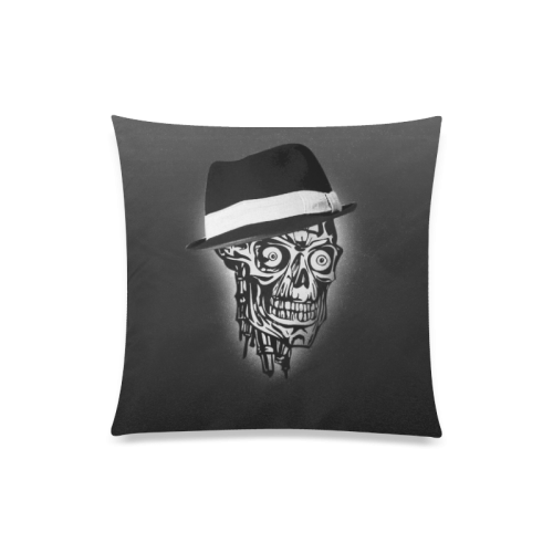 Elegant Skull with hat,B&W Custom Zippered Pillow Case 20"x20"(One Side)