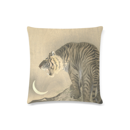 Roaring Tiger, Japanese woodcut by Ohara Koson Custom Zippered Pillow Case 16"x16"(Twin Sides)