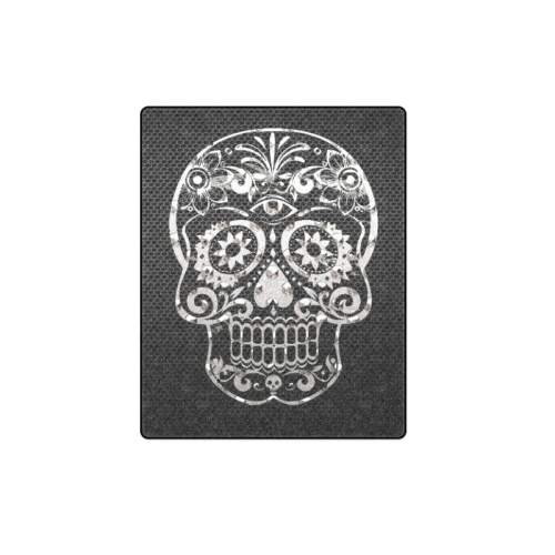 Skull, black silver metal Blanket 40"x50"