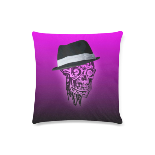 elegant skull with hat,hot pink Custom Zippered Pillow Case 16"x16"(Twin Sides)