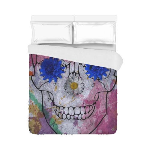 flower power skull Duvet Cover 86"x70" ( All-over-print)