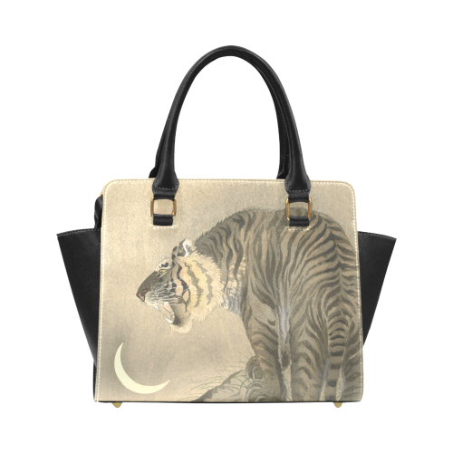 Roaring Tiger, Japanese woodcut by Ohara Koson Classic Shoulder Handbag (Model 1653)