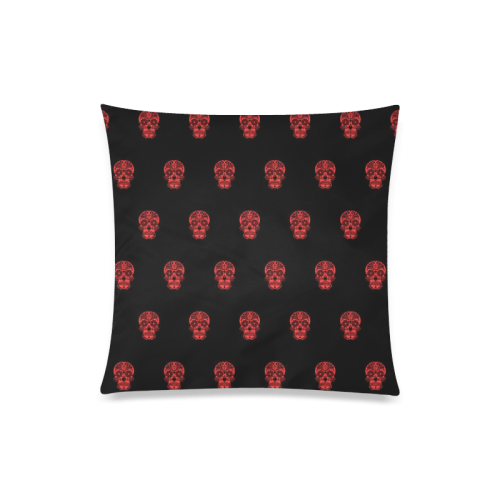 skull pattern red Custom Zippered Pillow Case 20"x20"(One Side)