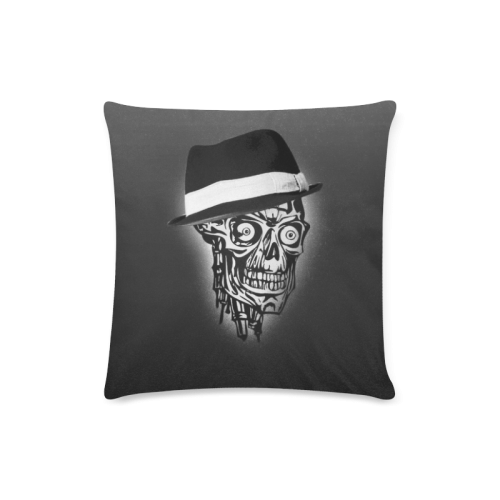 Elegant Skull with hat,B&W Custom Zippered Pillow Case 16"x16"(Twin Sides)