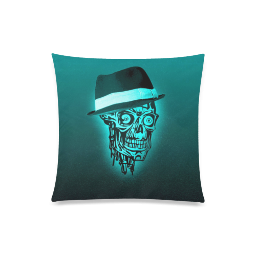 elegant skull with hat,mint Custom Zippered Pillow Case 20"x20"(One Side)