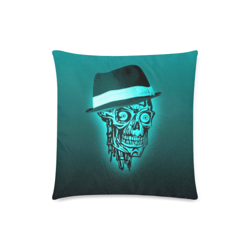 elegant skull with hat,mint Custom Zippered Pillow Case 18"x18"(Twin Sides)