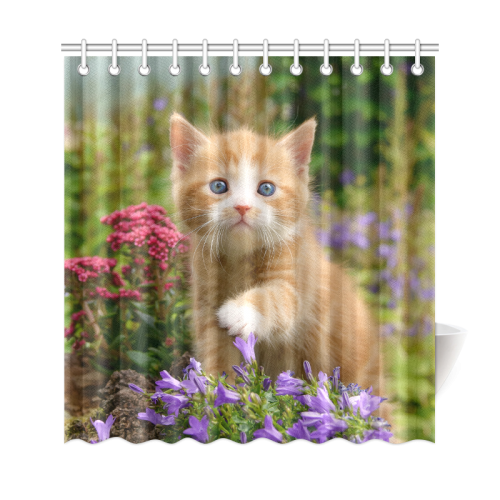 Cute Ginger Kitten Funny Baby Pet Animal in a Garden Photo for Cat Lovers Shower Curtain 69"x72"