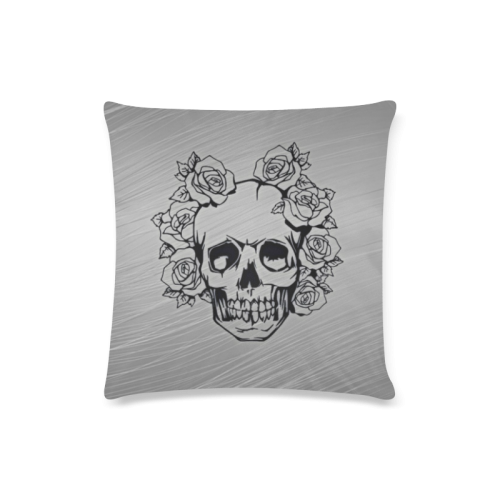 skull with roses Custom Zippered Pillow Case 16"x16"(Twin Sides)