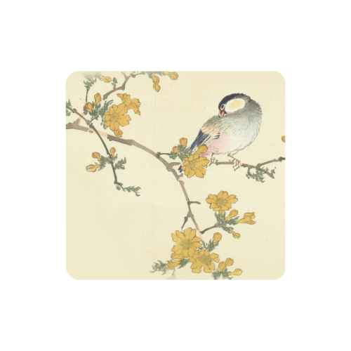 Bird in oriental pink flowers, Japanese woodcut, Women's Clutch Wallet (Model 1637)