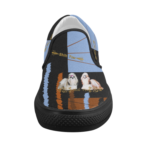 Showing Off Shih Tzu Women's Slip-on Canvas Shoes (Model 019)