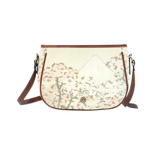 uji mountain cherry blossom, japanese woodcut Saddle Bag/Small (Model 1649) Full Customization