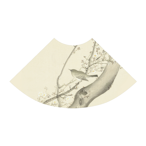 Oriental Bird white blossom, japanese woodcut, Atalanta Sundress (Model D04)