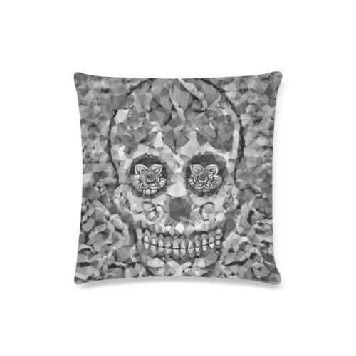 Polygon Skull black white Custom Zippered Pillow Case 16"x16"(Twin Sides)