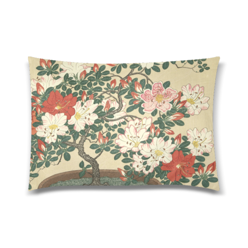 Azalea flowers, Japanese woodcut print, Custom Zippered Pillow Case 20"x30" (one side)