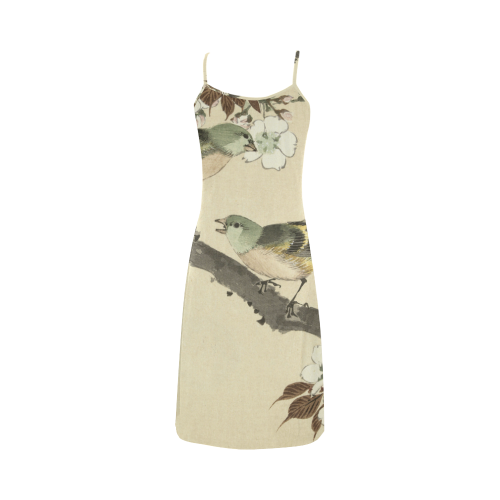 Oriental birds on blossom branch Alcestis Slip Dress (Model D05)