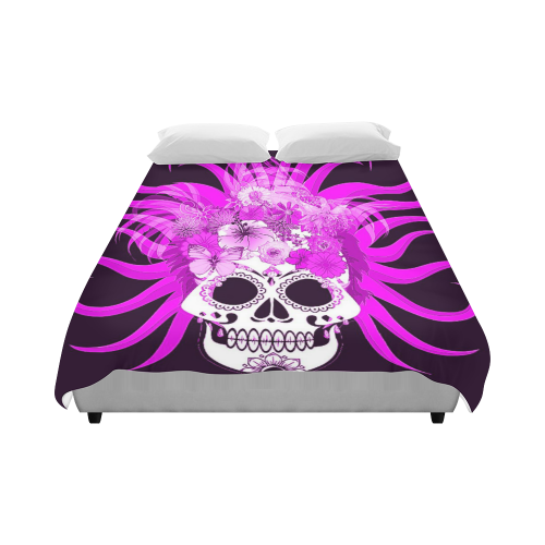 hippie skull,pink Duvet Cover 86"x70" ( All-over-print)