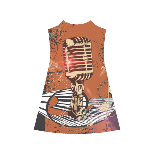 Music, golden microphone and piano Alcestis Slip Dress (Model D05)