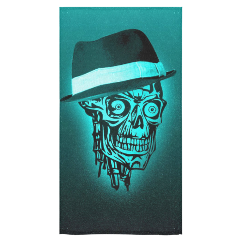 elegant skull with hat,mint Bath Towel 30"x56"