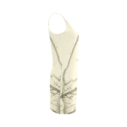 Oriental Bird white blossom, japanese woodcut, Medea Vest Dress (Model D06)