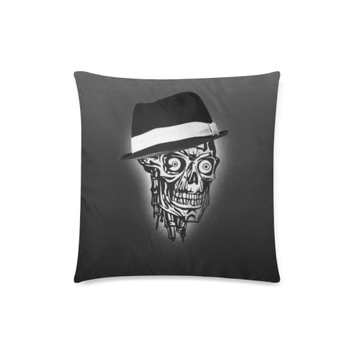 Elegant Skull with hat,B&W Custom Zippered Pillow Case 18"x18"(Twin Sides)