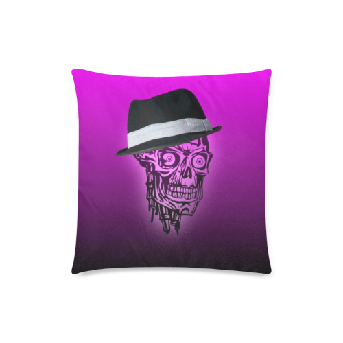 elegant skull with hat,hot pink Custom Zippered Pillow Case 18"x18"(Twin Sides)