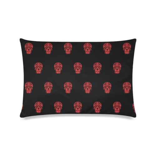 skull pattern red Custom Zippered Pillow Case 16"x24"(Twin Sides)