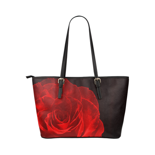 A Rose Red Leather Tote Bag/Large (Model 1651)