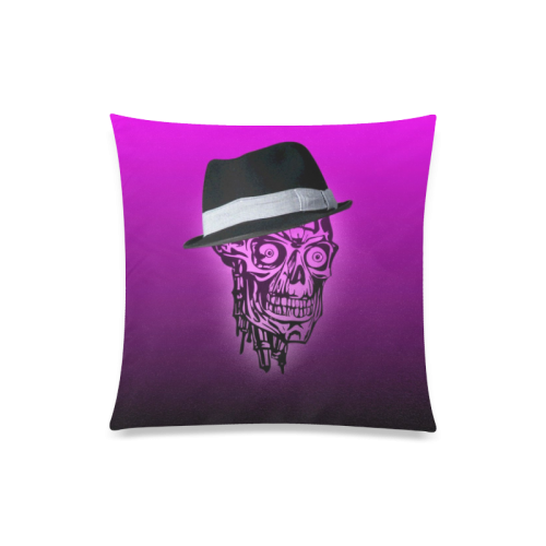 elegant skull with hat,hot pink Custom Zippered Pillow Case 20"x20"(One Side)