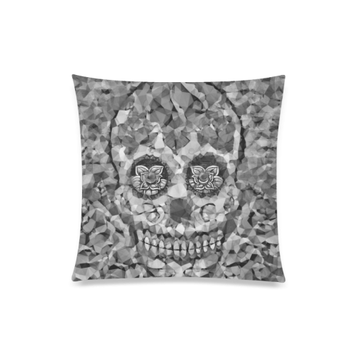 Polygon Skull black white Custom Zippered Pillow Case 20"x20"(One Side)