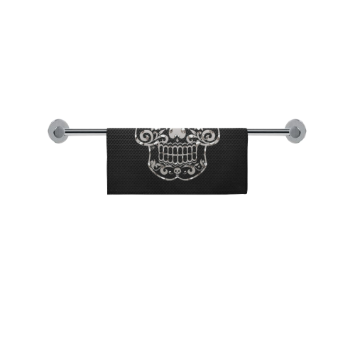 Skull, black silver metal Square Towel 13“x13”