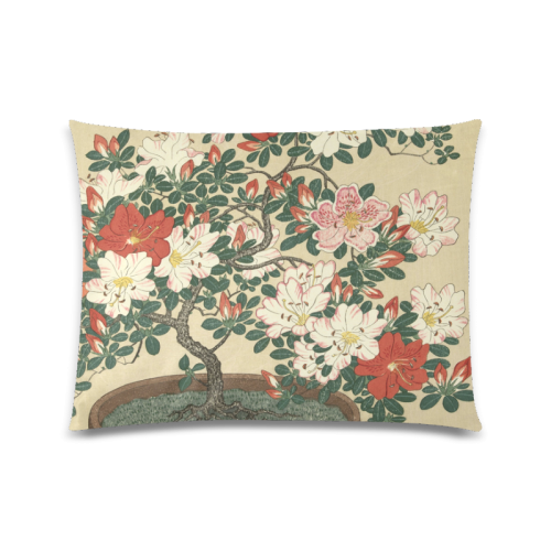 Azalea flowers, Japanese woodcut print, Custom Picture Pillow Case 20"x26" (one side)
