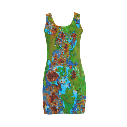 Rustic Metal Peeling Paint Vintage Grunge Patina Texture Funny Decay Photo Medea Vest Dress (Model D06)