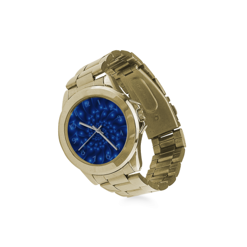 Glossy Blue Spiral Fractal Custom Gilt Watch(Model 101)