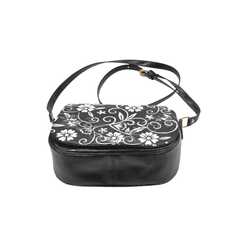 Black N White Floral Classic Saddle Bag/Small (Model 1648)