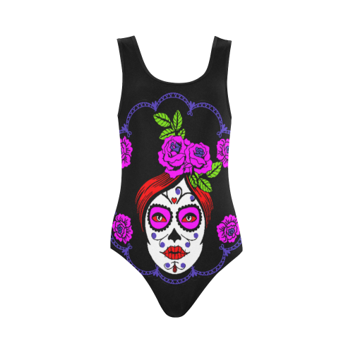 sugar skull princess Vest One Piece Swimsuit (Model S04)
