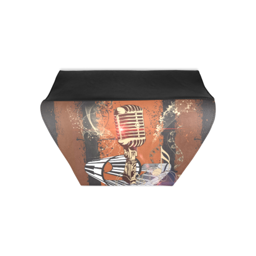 Music, golden microphone and piano Clutch Bag (Model 1630)