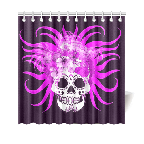 hippie skull,pink Shower Curtain 69"x70"